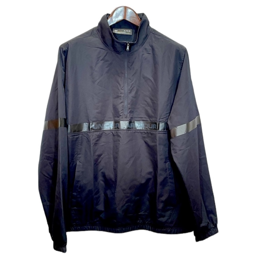 Under Armour Mens Sportstyle Woven 1/2 Zip Jacket Windbreaker Black